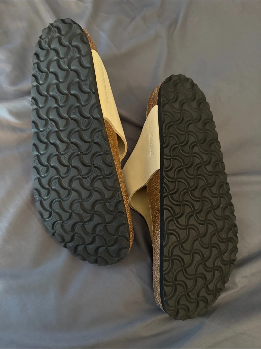Birkenstock Cream Toe-Post Sandals with Iridescent Buckles size 41